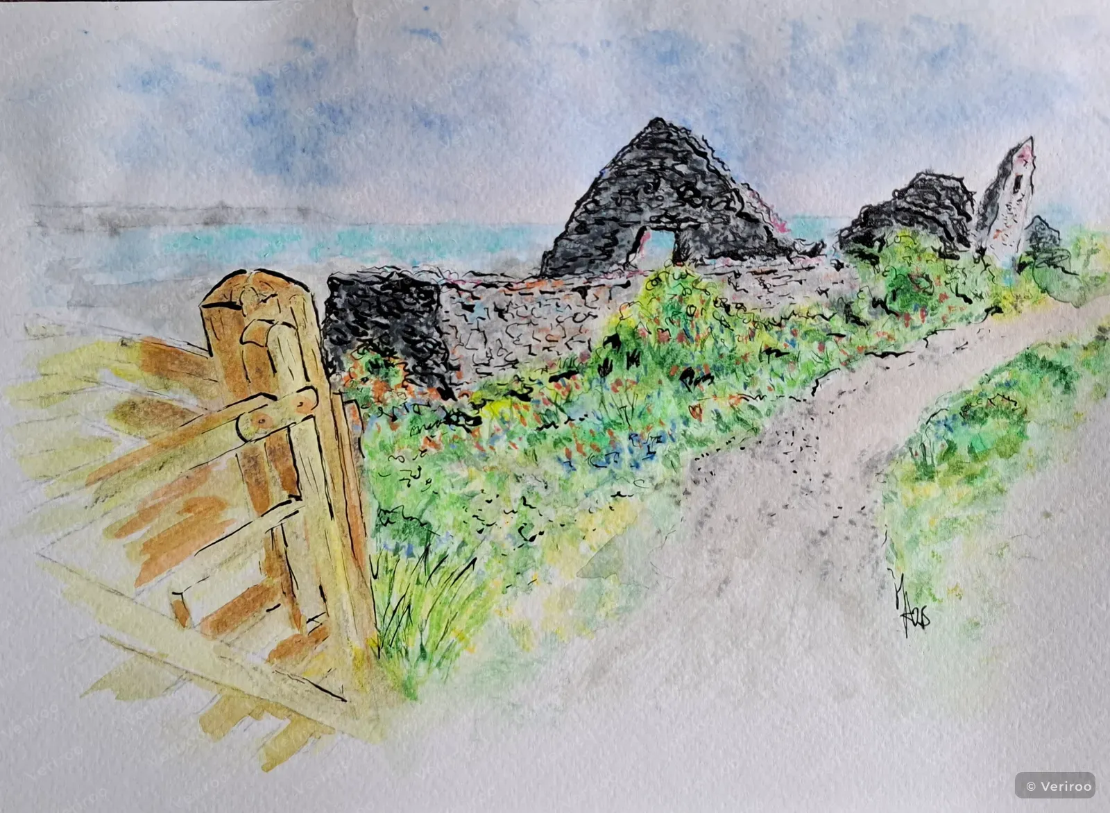 Peace Beside The Ocean by Maart Art, Watercolour painting