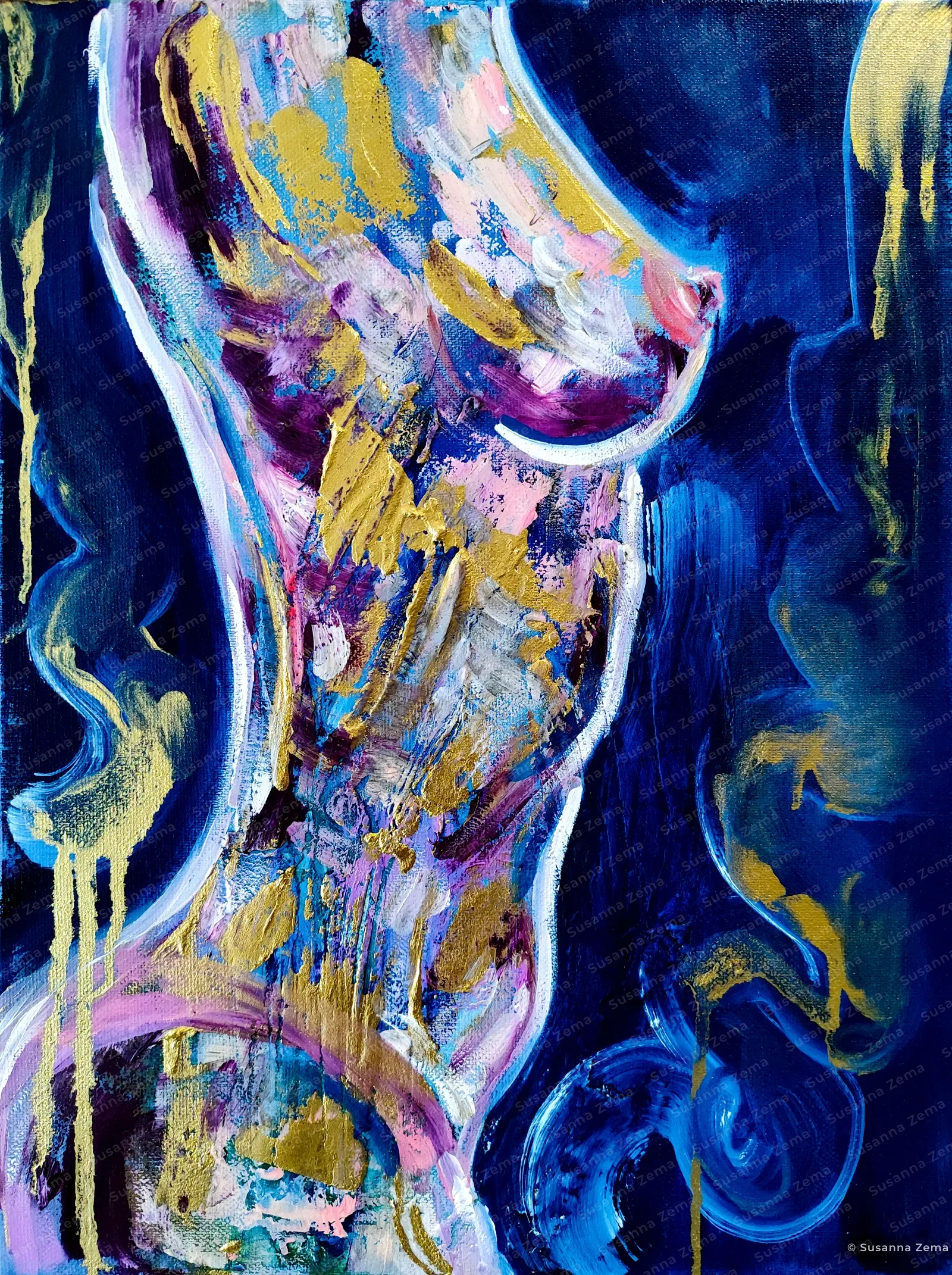 Freedom by Susanna Zema, Oil and gold medium on canvas